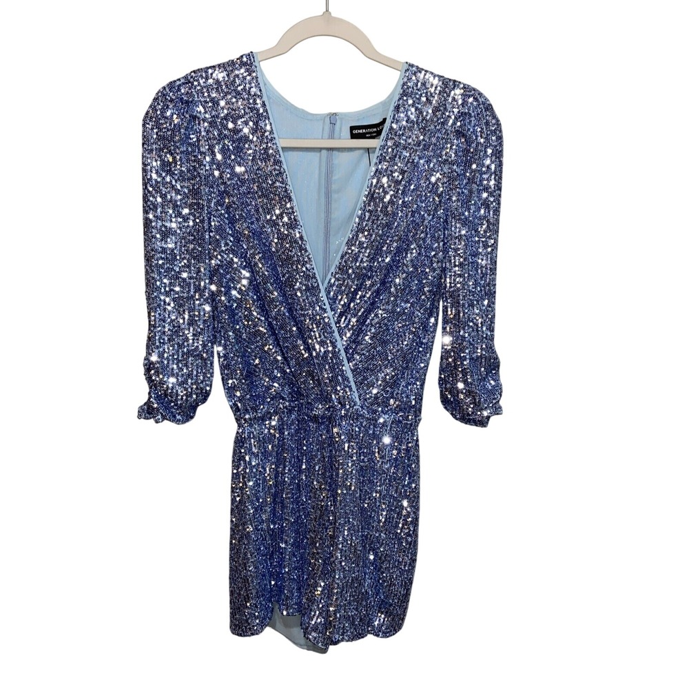 Generation Love Women's‎ Allegra Sequin Romper XS Chambray Blue REVOLVE Cocktail